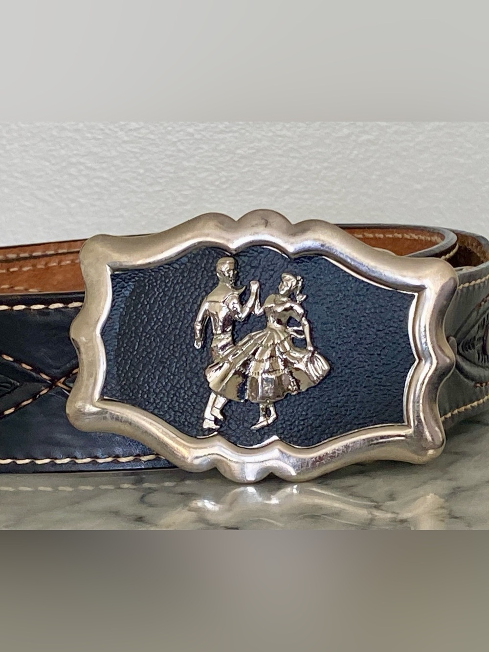 VTG NWOT Western Square Dancing Tooled Leather Belt